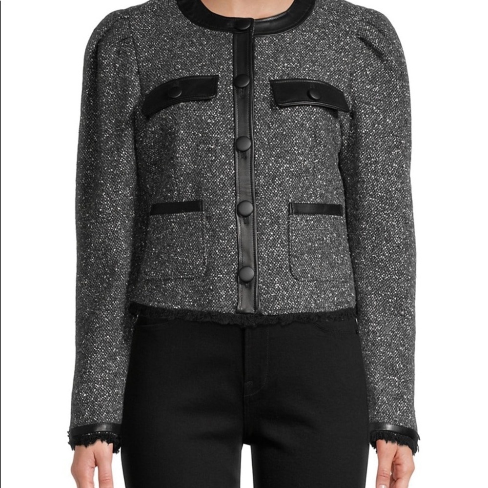 Frame Boucle jacket with leather trim. Medium.